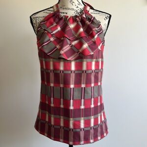 Banana Republic plaid sleeveless ruffle top Size XS New without tags